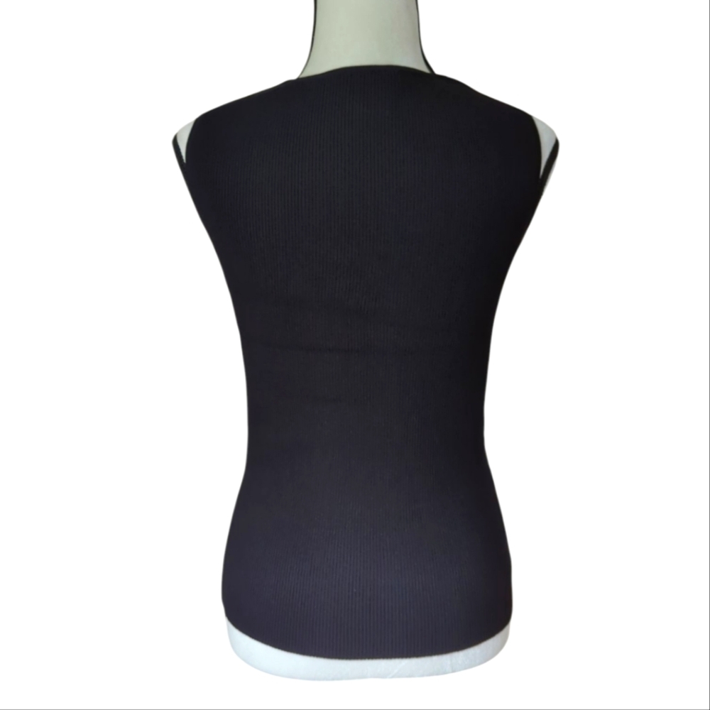 Evie Ribbed Knit Wrap Style Tank Top Embellished MEDIUM Black - Picture 9 of 14